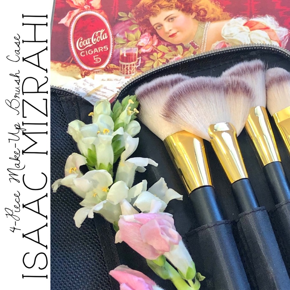 Isaac Mizrahi 4-Piece Makeup Brush Set with Zippered Case